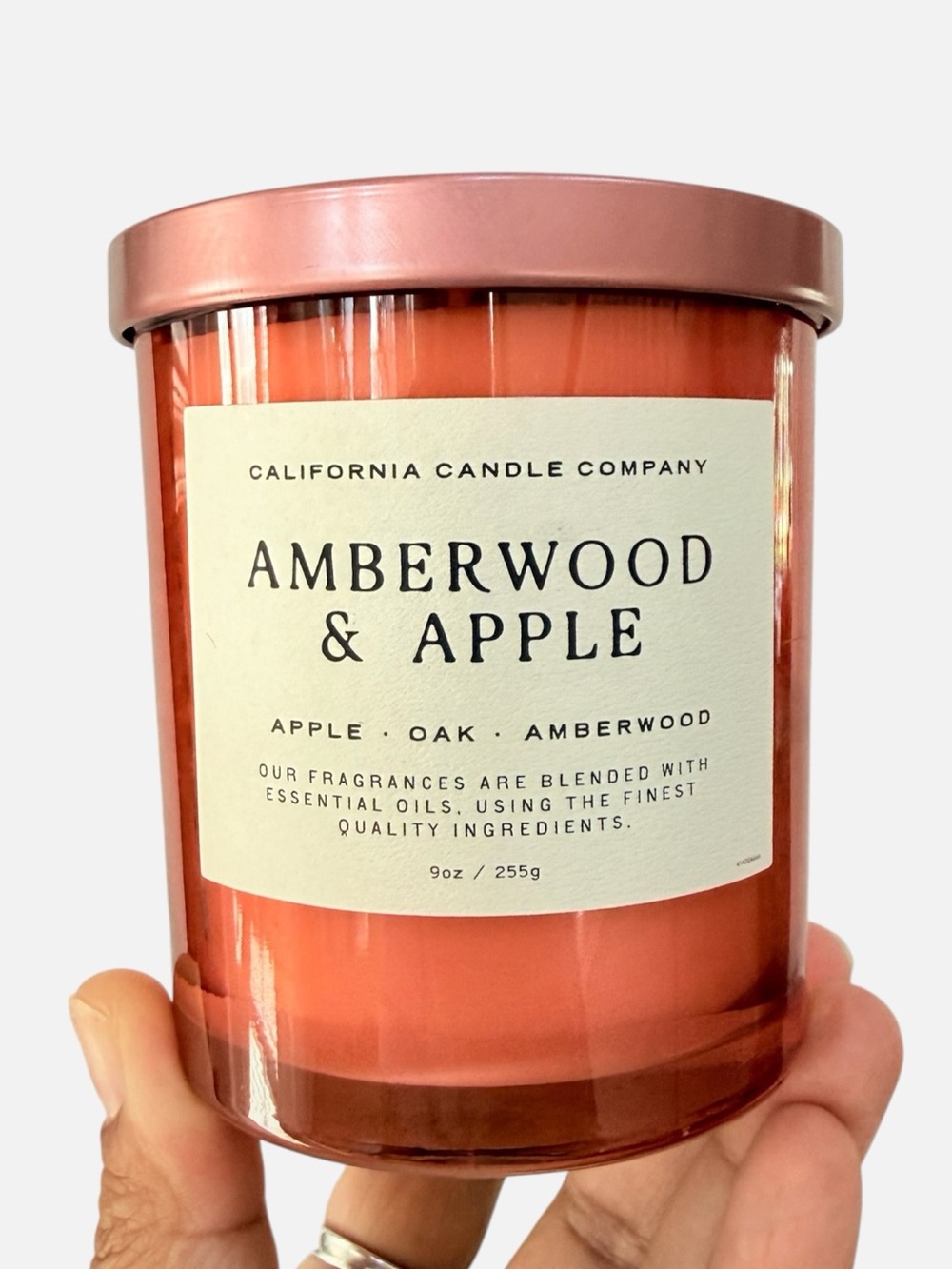 Leoben Company Amberwood & Apple Luxury Scented Candle — Coral